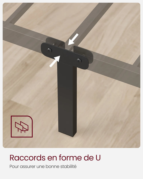 VASAGLE Single Bed Frame, Metal Bed Frame, Fits 90 x 190 cm Mattress, Easy Assembly, for Small Spaces, Guest Room, Black - vue 3 sur 7