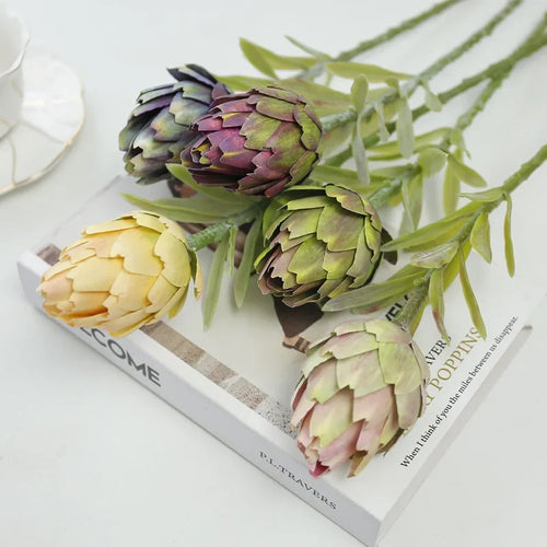 lot de 4 artichauts artificiels pour décoration de jardin et balcon