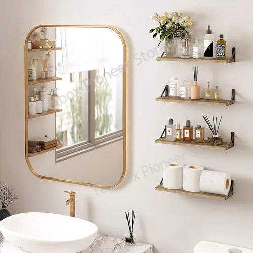étagères murales en bois massif design simple pour rangement suspendu - vue 10 sur 10