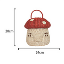 Handmade Rattan Mushroom-Shaped Storage Basket- Cute Handmade Handcrafted Gift Decoration Artwork Rattan, Red