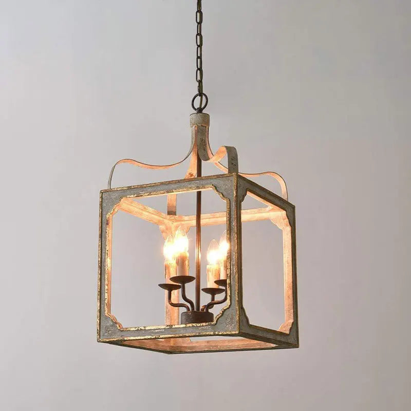 lustre rétro en bois massif style rural français américain - vue 4 sur 6