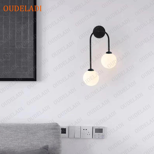 applique murale led boule verre intérieure moderne - vue 3 sur 10