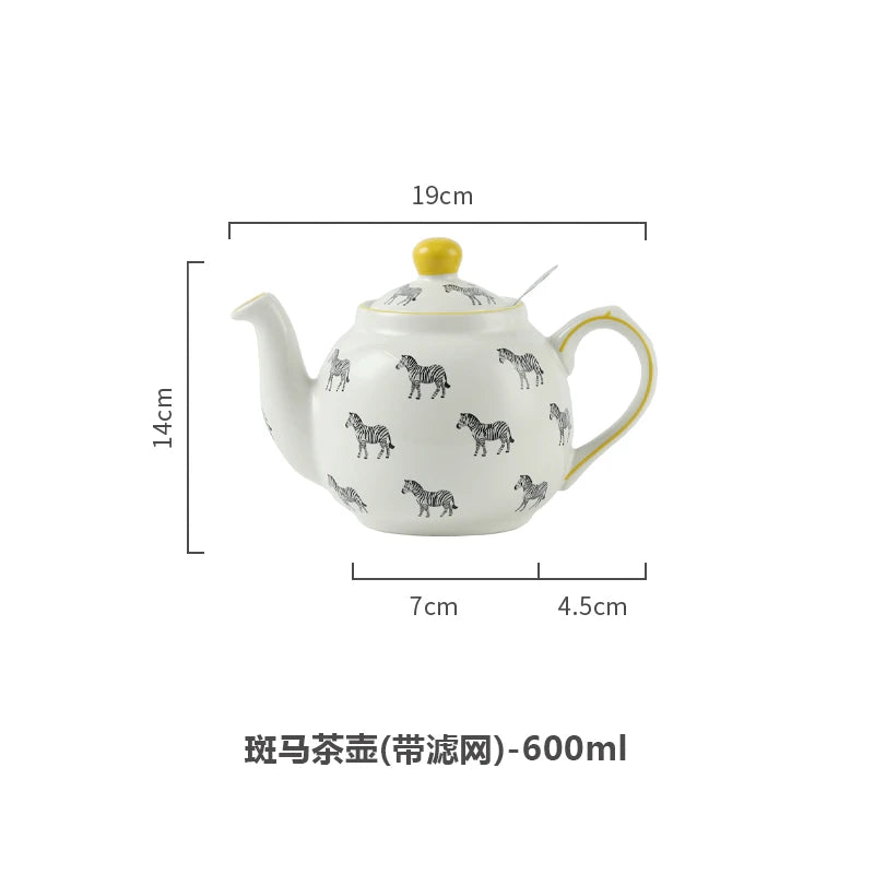 Théière céramique motif zebre avec infuseur inox