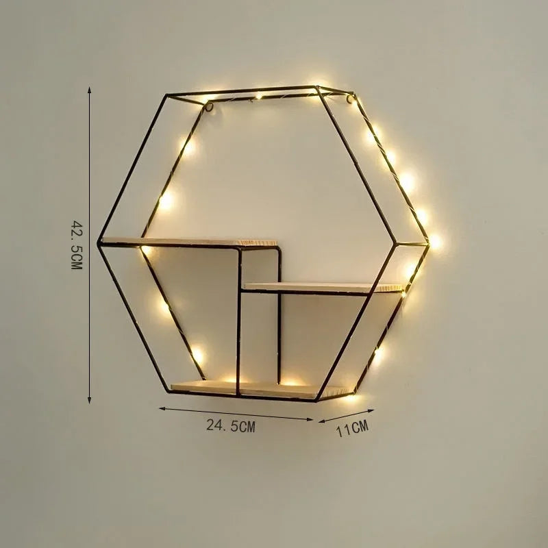 metal and wood wall shelf for books and decorations