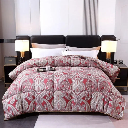 New 95 printed hotel down quilt thickened warm white goose down winter quilt , easy temperature locking - vue 7 sur 6