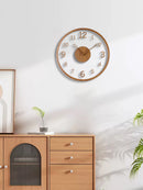 Transparent minimalist wall clock, tree leaf pointer, wood grain wall clock, silent living room, bedroom, office, and holiday de