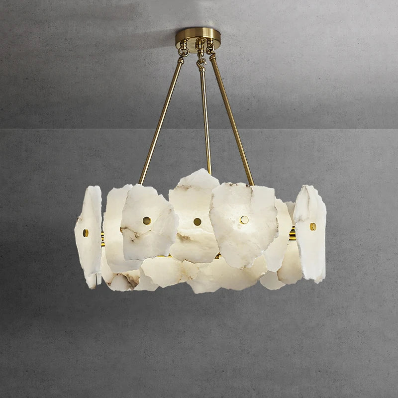 lustre créatif en tranche de marbre avec suspension led - vue 2 sur 6