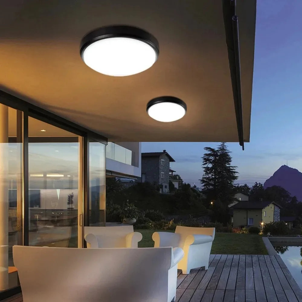 plafonnier étanche intérieur extérieur led 6000k design moderne - vue 7 sur 7