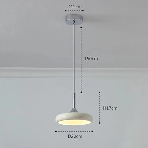 Modern minimalist white disc LED pendant light - vue 6 sur 9