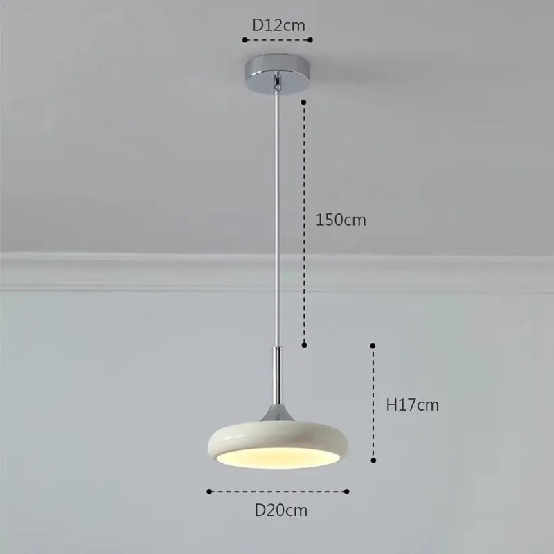 Modern minimalist white disc LED pendant light - vue 5 sur 9