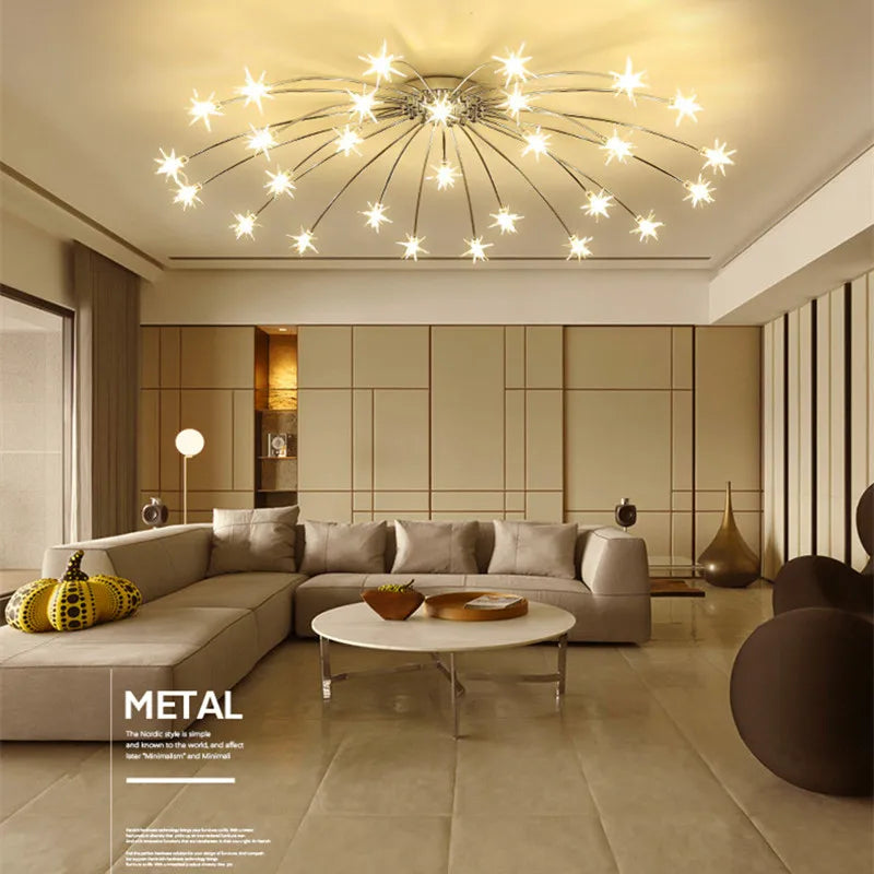 lustre moderne ciel étoile design intérieur lumineux décoratif - vue 4 sur 14