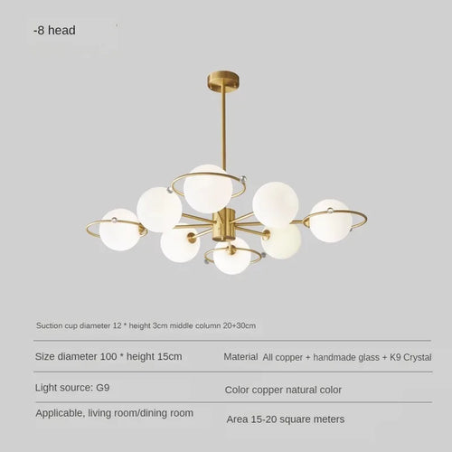Nordic copper chandelier minimalist modern decorative glass - vue 10 sur 9