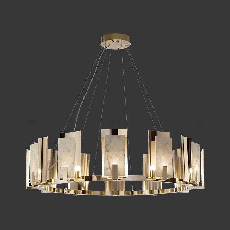 Suspension design luxe led marbre naturel - vue 3 sur 9