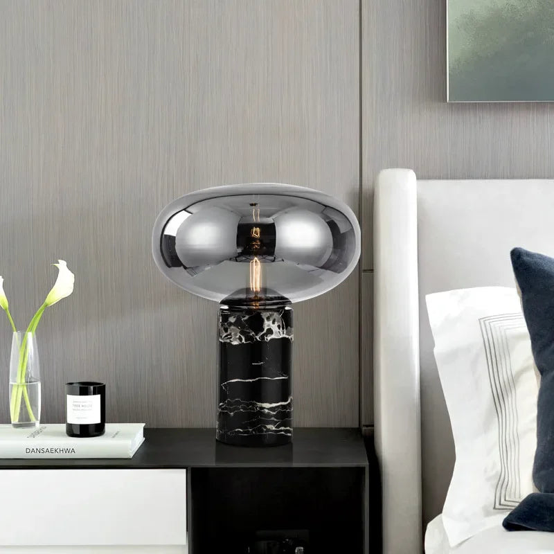 Minimalist Marble Decoration Desk Lamp Glass Desk Light for Bedroom - vue 5 sur 10