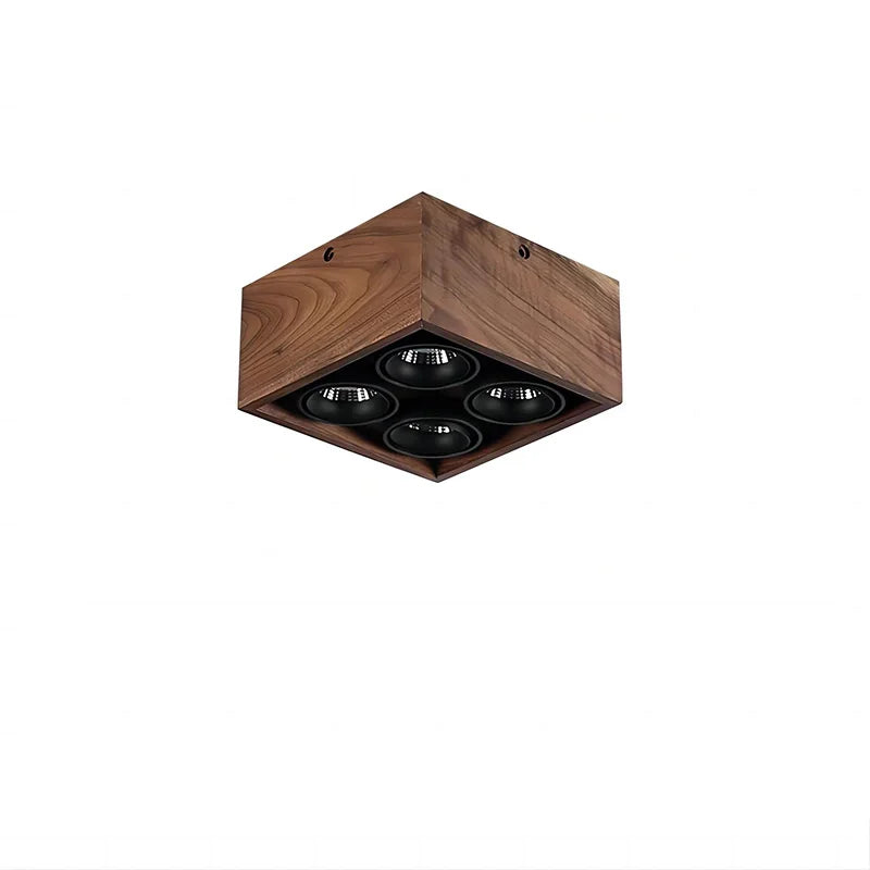 Walnut Wood Square Box, Simple Modern Wabi-sabi style, Spotlights and downlights for Bedroom, Bedside, Living, Dining Room - vue 7 sur 20