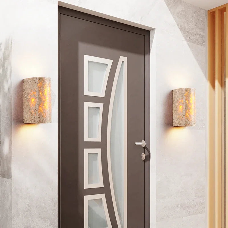 applique murale led en pierre pour décoration extérieure et ambiance chaleureuse - vue 4 sur 7