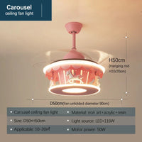 plafonnier led carrousel créative dessin animé luminaire pour filles