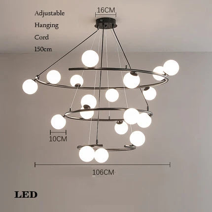 lustre créatif en fer et verre tendance pour décoration intérieure - vue 7 sur 16