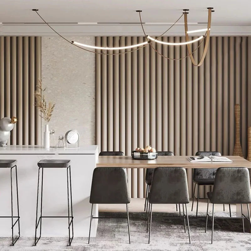 lustre led en silicone et cuir artificiel pour hôtel - vue 4 sur 11