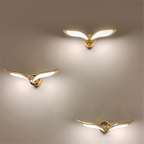 Applique murale Led de luxe en forme de mouette dorée - vue 8 sur 8