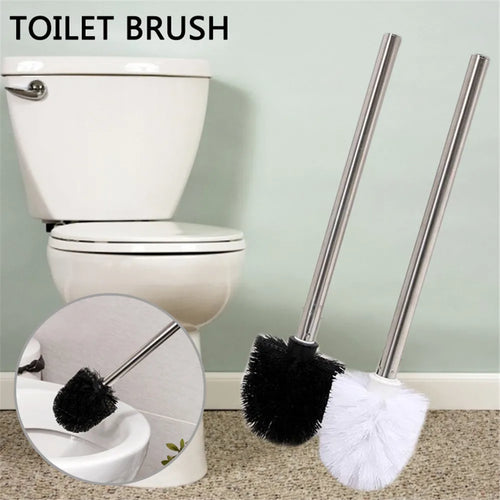 brosse de toilette en plastique avec manche inoxydable et poils souples - vue 3 sur 8