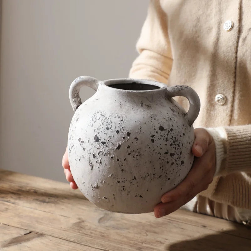vase en céramique rétro pour fleurs séchées décoration maison artisanale - vue 3 sur 7
