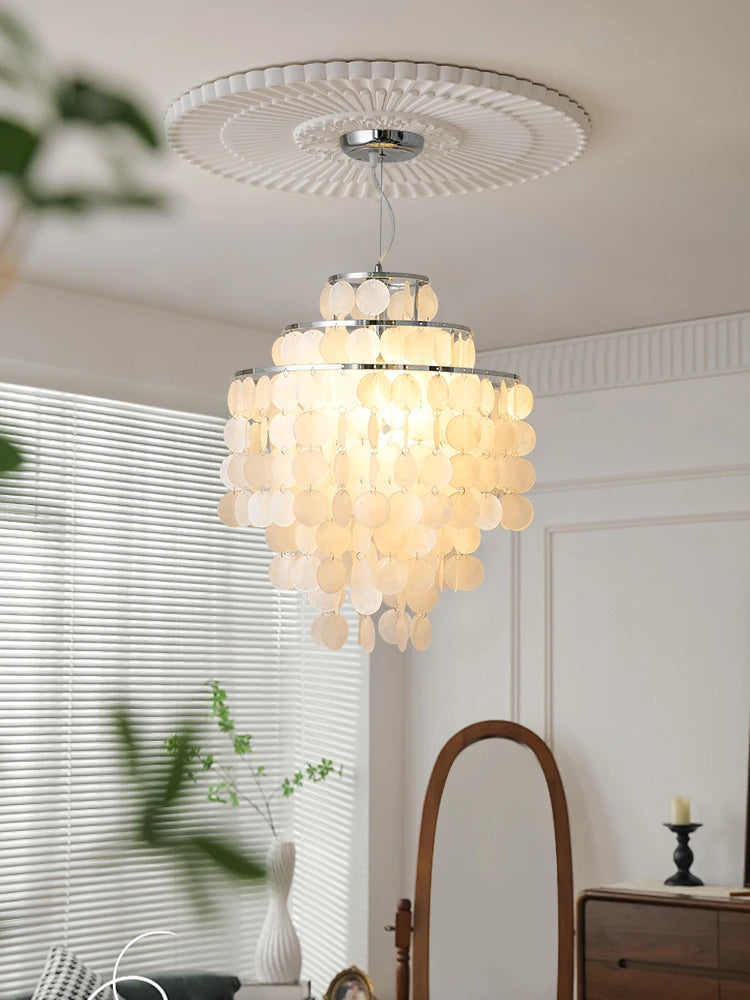 lustre en coquillage romantique avec carillon éolien style nordique décoratif - vue 3 sur 11