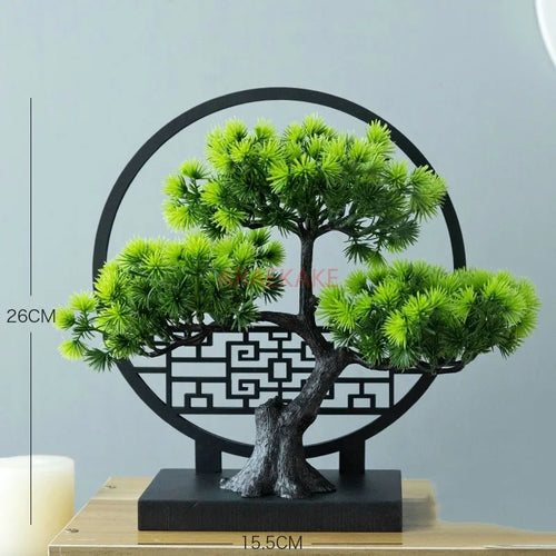 1pcs Chinese style simulation welcoming guests with pine, green plants, bonsai decorations for indoor landscaping and decoration - vue 2 sur 8