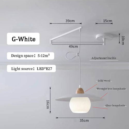 Lustres à bascule de Table à manger modernes LED peuvent être déplacés lampes à long poteau nordique Simple télescopique pliant lustre à bras Long - vue 21 sur 22