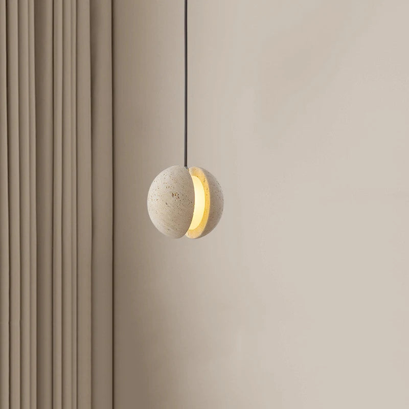 lustre en pierre de lune wabi-sabi suspension décorative chaleureuse - vue 3 sur 7