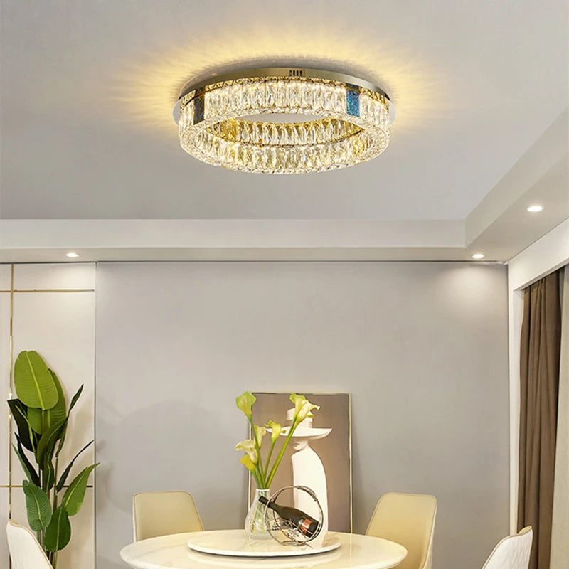 plafonnier led rond design nordique en acier inoxydable 	 modèle - vue 4 sur 12