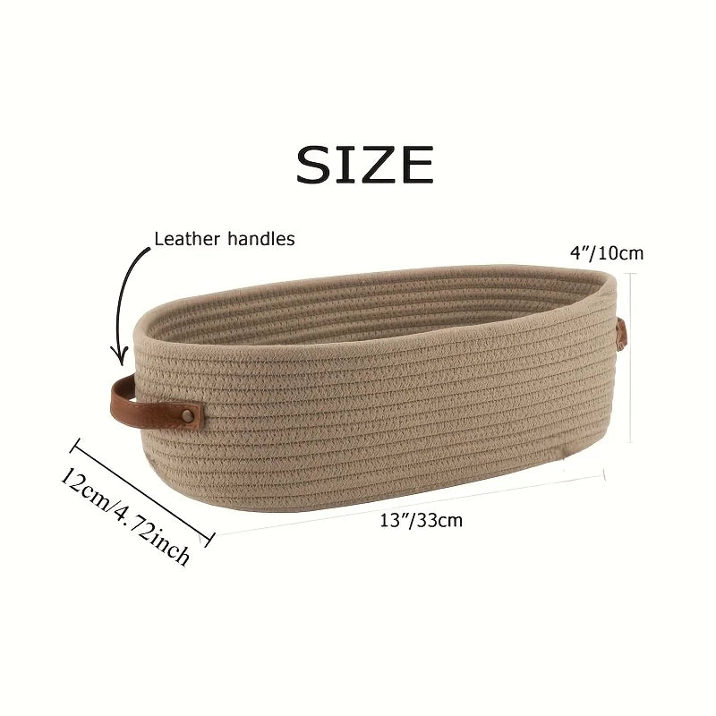 Oval Woven Bathroom Storage Basket, Multifunctional Desktop Organizer, Toilet Paper Holder, Toy Storage Basket - vue 3 sur 7