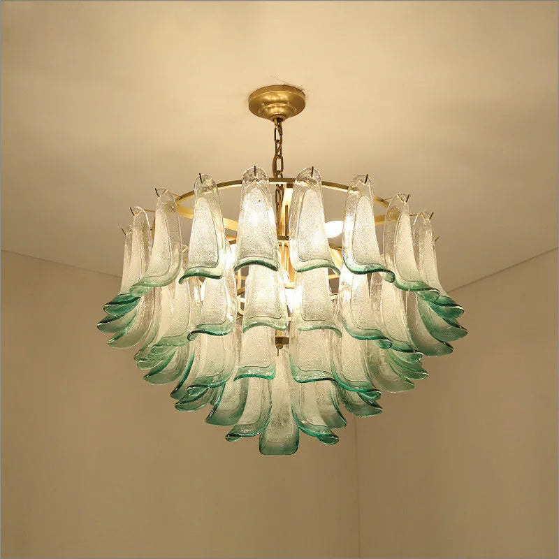 lustre de luxe en verre avec suspension led suspendu - vue 8 sur 9