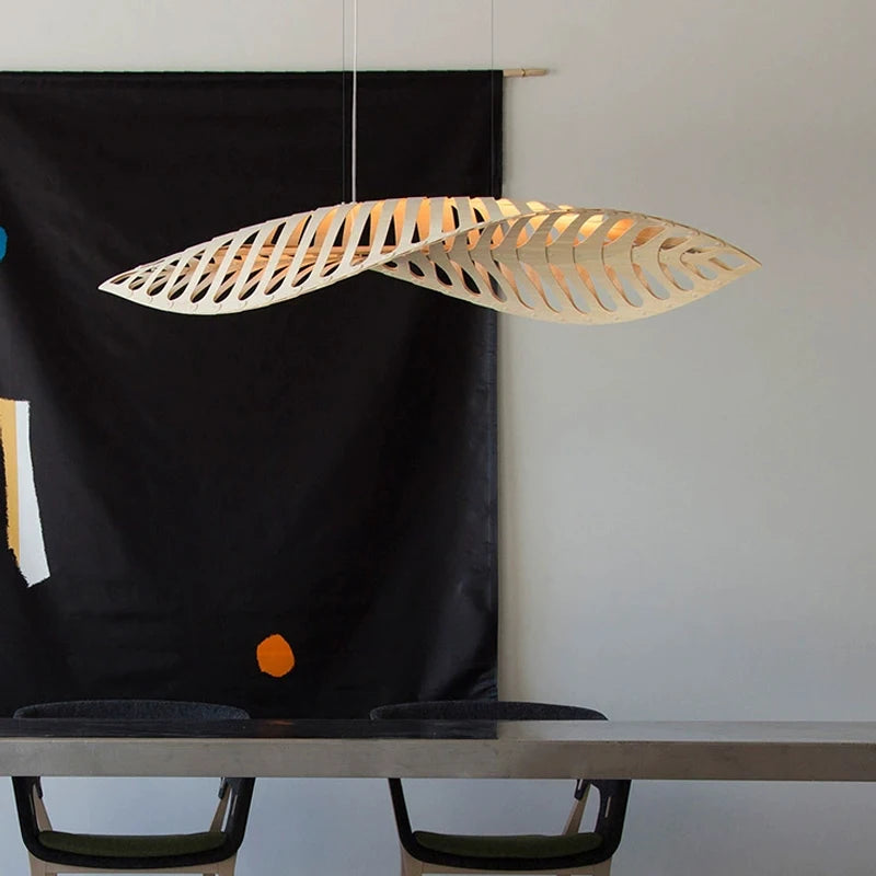 lustre en bois wabi sabi nordique minimaliste pour restaurant bar