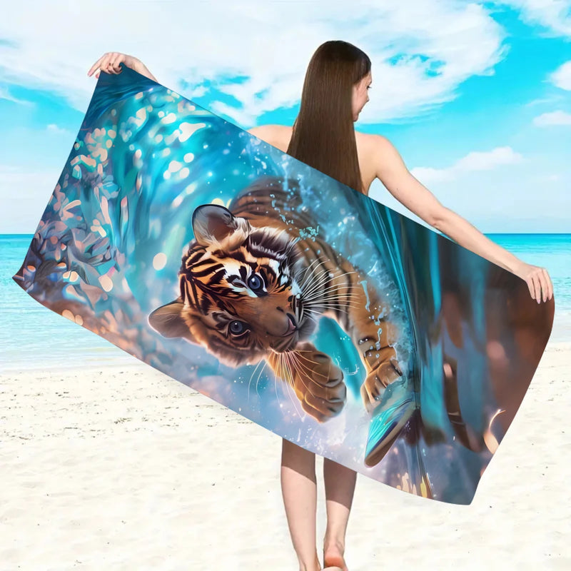 Serviette de plage motif animal microfibre séchage rapide