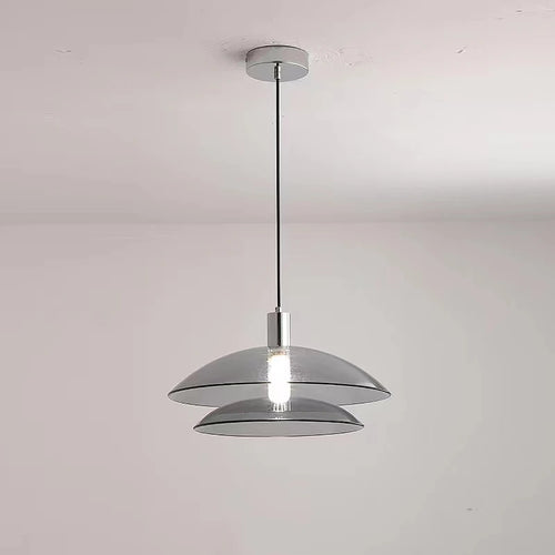 suspension en verre à double couche moderne en métal chromé