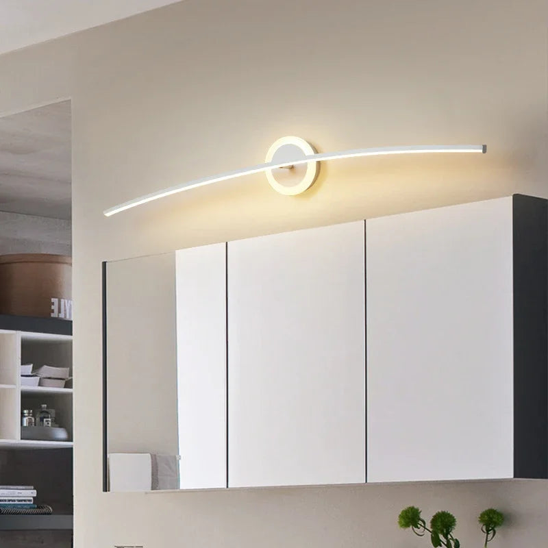 Applique murale LED ligne de salle de bain moderne lumière chambre salon étude mur lumière ambiante fer cuisson peinture lampes artisanales et lanterne - vue 3 sur 10