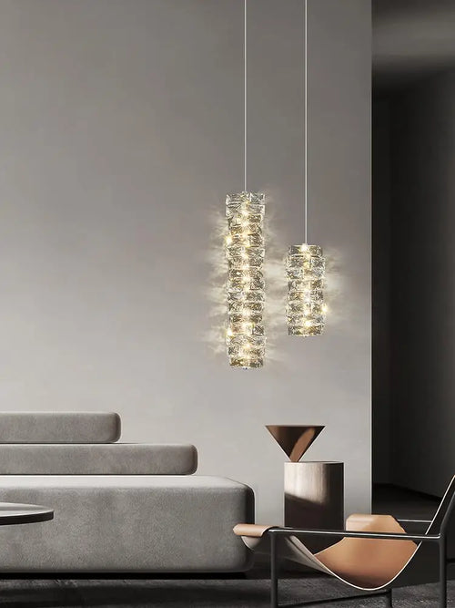 lustre moderne léger en cristal pour intérieurs élégants et contemporains - vue 3 sur 9