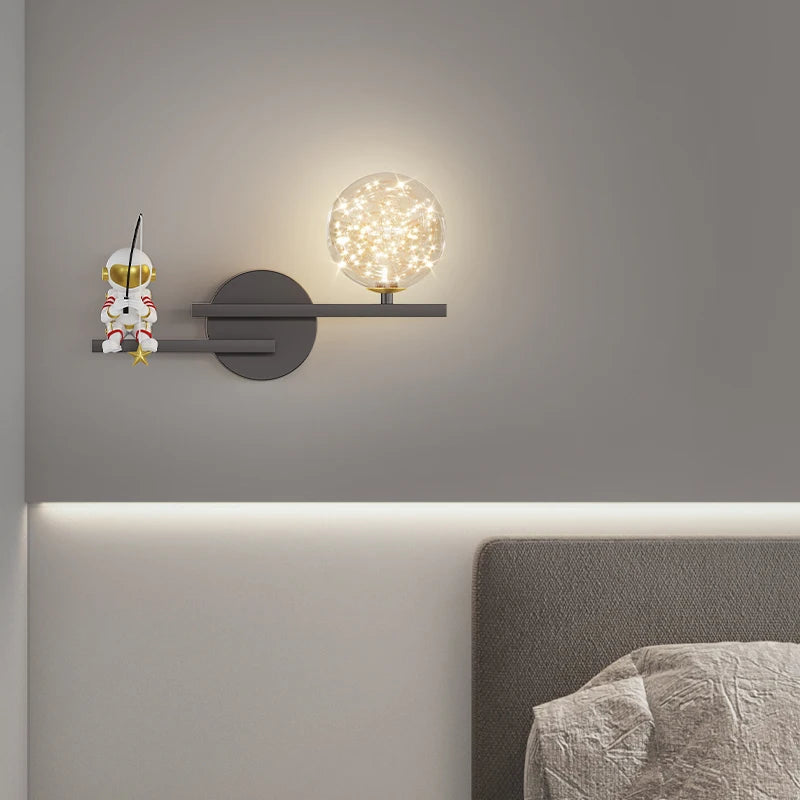 applique murale led astronaute lune planète style nordique 2022 - vue 5 sur 18