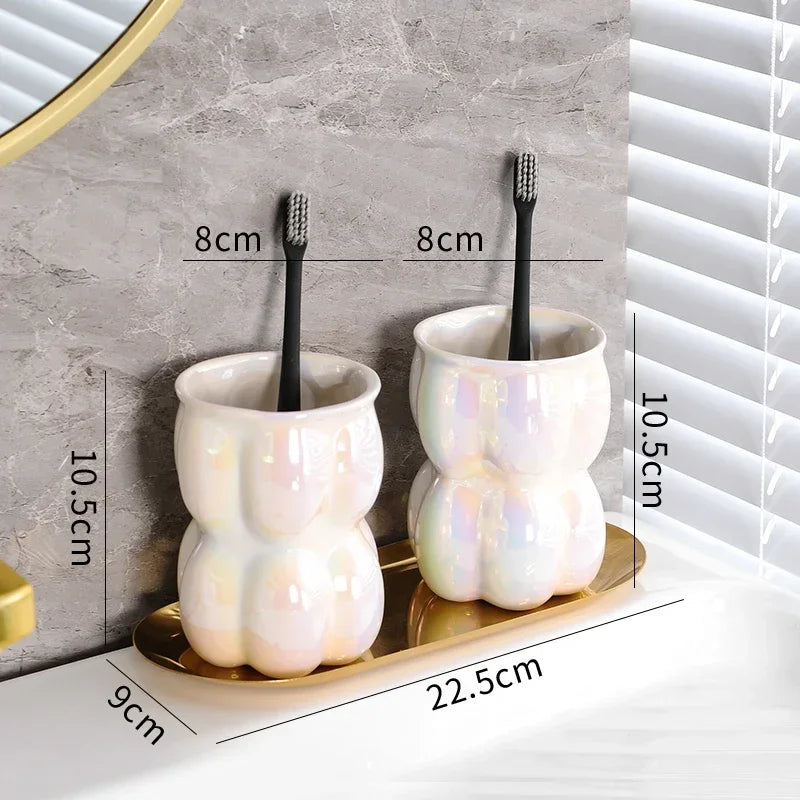 ensemble de décoration luxe en céramique pour salle de bain - vue 12 sur 18