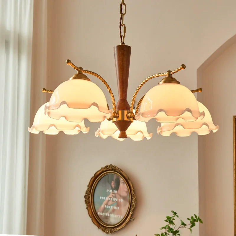 lustre vintage médiéval romantique en bois massif style japonais rétro