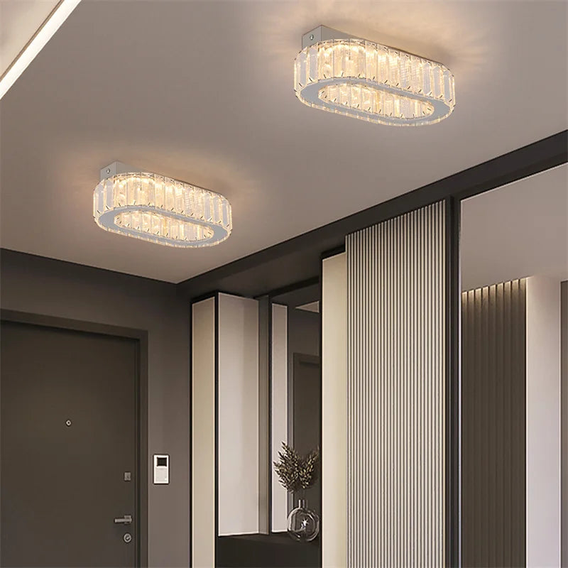 plafonnier ovale en cristal led pour décoration de cuisine - vue 4 sur 8