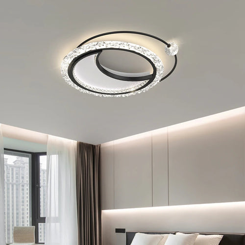 Minimalist round acrylic LED chandelier nordic atmosphere - vue 2 sur 21