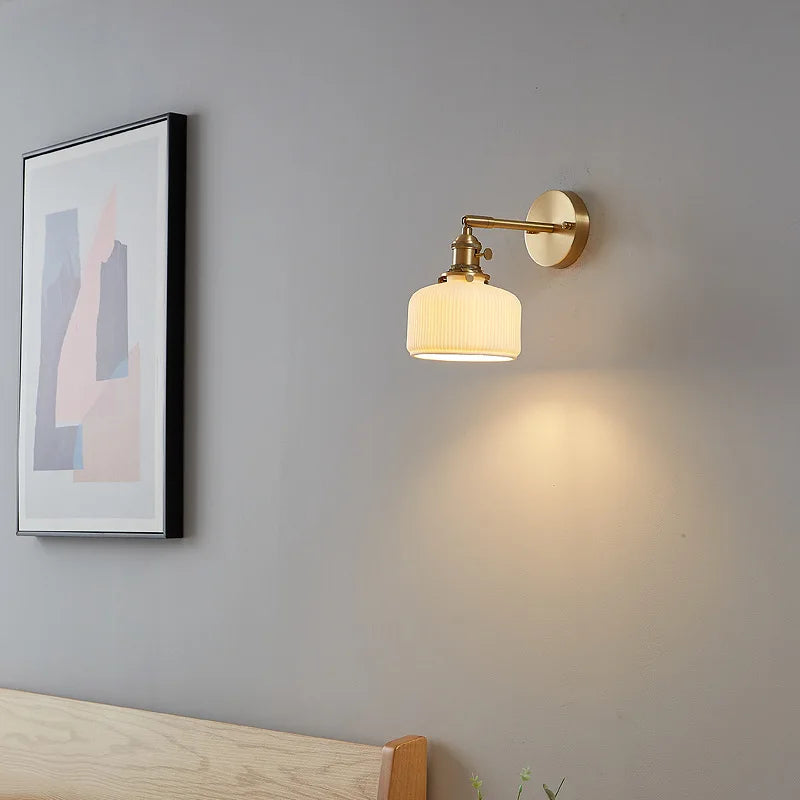 applique murale en verre et cuivre doré design moderne pour intérieur et extérieur - vue 4 sur 6