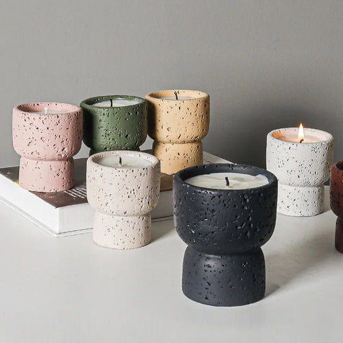 bougie d'aromathérapie nordique en ciment pour décoration intérieure - vue 4 sur 10