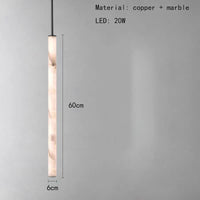 lustre cylindrique en marbre naturel avec cordon réglable