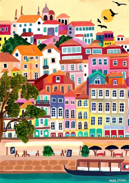 Colourful abstract landscape posters for interior decoration