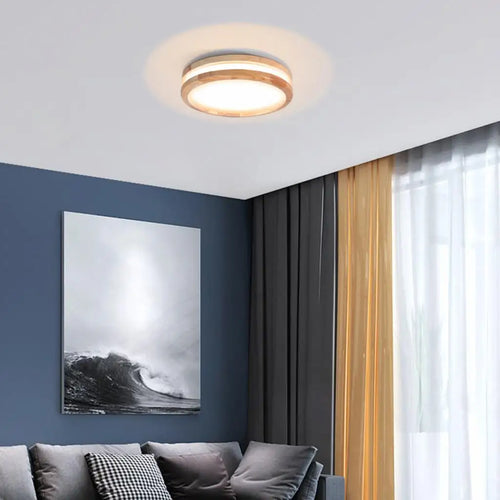 plafonnier led bois moderne nordique rond luminaire intérieur