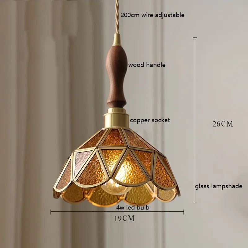Nordic vintage handheld lamp with coloured glass and copper - vue 9 sur 29