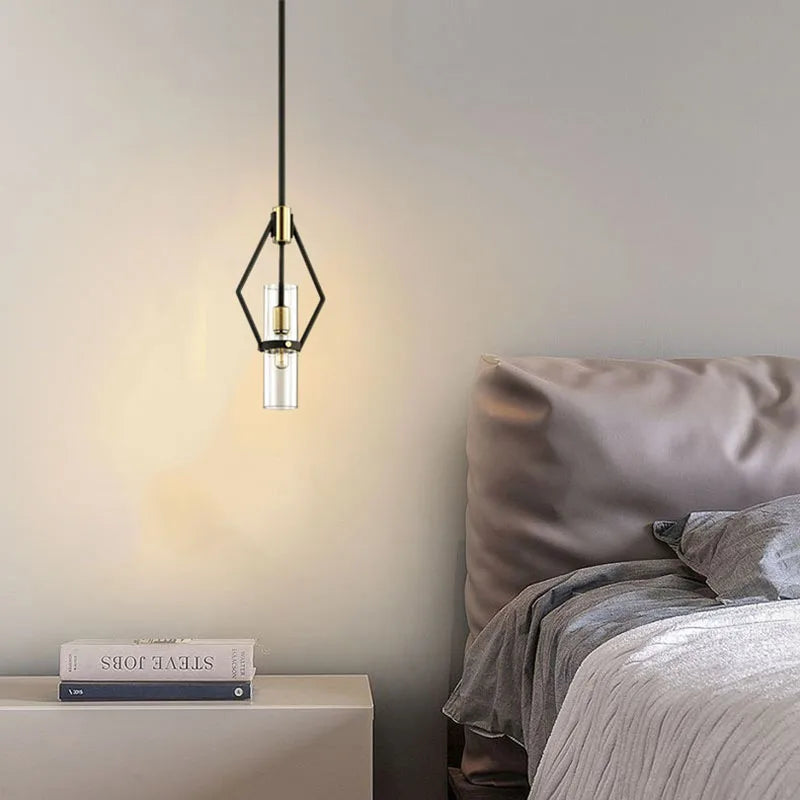 lampes suspendues post-modernes en verre transparent avec cordon ajustable - vue 5 sur 7